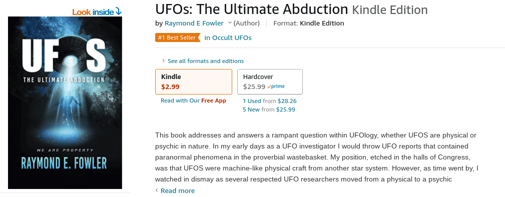 UFOs The Ultimate Abduction by Raymond E Fowler amazon Best Seller 1 | Mindstir Media Book Cover